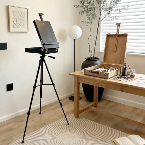 French Style Easel with Beech Wood & Aluminum Tripod - color: Nature