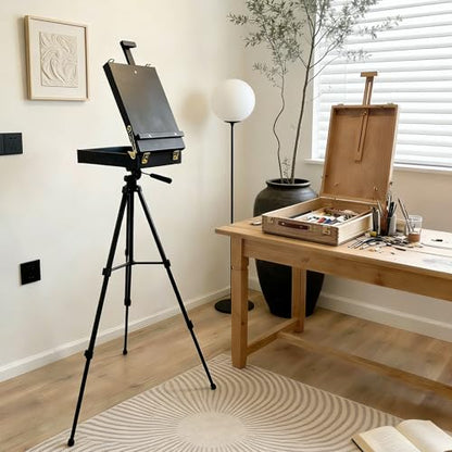 French Style Easel with Beech Wood & Aluminum Tripod - color: Nature