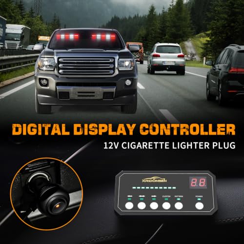 XRIDONSEN 2x 17 inch Red Emergency Lights 40 LED Dash Visor Light Bar - color: Red
