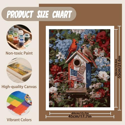 XTCIXAL Paint by Numbers Kit for Adults, Cardinal, 16X20 Inch - color: 14-Cardinal