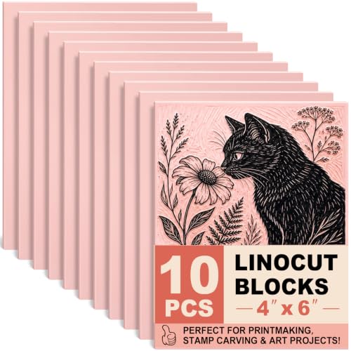 Rubber Linoleum Blocks for Printmaking: 10Pcs 4" x 6" Stamp Carving Kit - color: 10 PCS