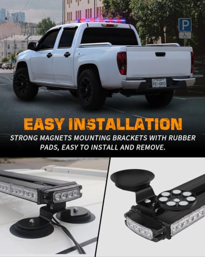 XRIDONSEN 45.5" 128 LED Roof Strobe Light Bar Top Double Side Safety Lights - color: Red/Blue
