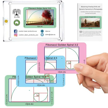 Fibonacci Golden Spiral Directors Viewfinder Card - size: Fibonacci Spiral
