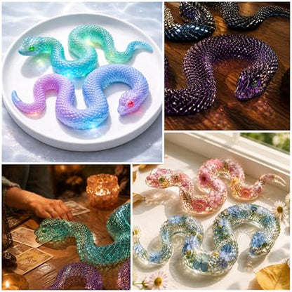 2Pcs Snake Silicone Molds Set, 3D Coiled Snake Epoxy Resin Casting Mold Set - color: 2Pcs Snake Resin Molds