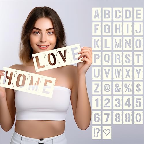 42pcs Traceable Interlocking Stencil Template Set, 8 Inch Reusable Letter Stencils for Painting, Alphabet Numbers and Symbols for Bullet Journal Canvas Rock Sign Wall Art Fabric Chalkboard - style: 8 Inch