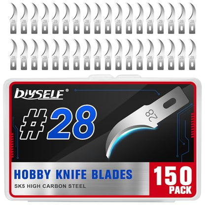 DIYSELF 150 PCS #28 Hobby Knife Blades, SK5 Exacto Knife Replacement Blades - size: #28