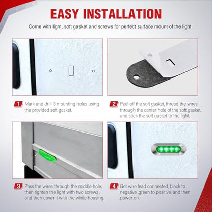 Nilight 3.7" Green Oval Side Marker Light, 4 LED IP68 Waterproof - color: Green 3.7" 10Pcs