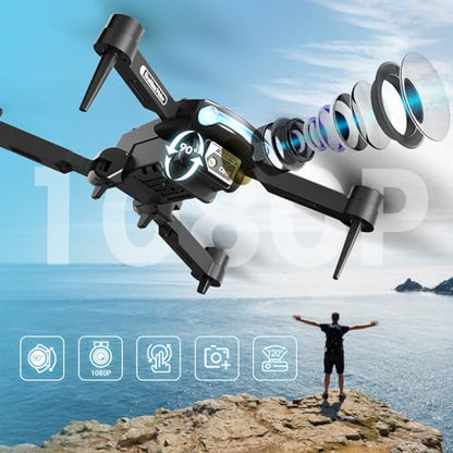 Drone with Camera for Adults 1080P HD,Mini Drone with Obstacle Avoidance 50 Min Long Flight Time,Foldable RC Quadcopter with Brushless Motor for Beginner,Dual Camera Drone from Techwonderz