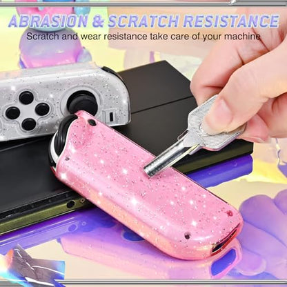 DLseego Glitter Protective Case for Switch Joy Con Controllers, Handheld Soft Silicone TPU Protective Cover Replacement Shell Case Suitable for Switch & Switch OLED Model Joy Cons - Clear - color: Clear