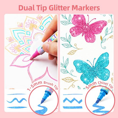 Betem 36 Glitter Paint Marker for Rock, Wood, Metallic Paint Pen with Case