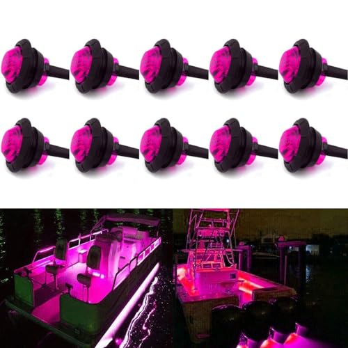 KEING 10 Pack Waterproof Marine Boat LED Lights, LED Underwater Lighting, Utility Led Interior Lights Navigation Lights Deck Courtesy Lights 12V for Yacht Boat Fishing Pontoon Sailboat Kayak (Purple) - color: Purple 10