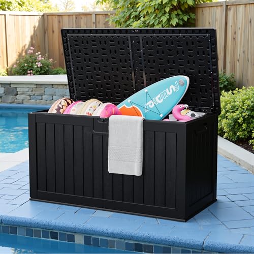 JUMMICO HDPE 250 Gallon Deck Box Double-Wall with Divider - color: Black, size: 250 gallon