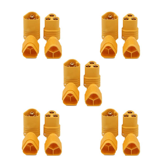5 Pairs Amass MT60 Plug 3-Pole 3.5mm Bullet Connectors Set RC Motor Plug Connector for RC ESC to Motor with Housing for RC Lipo - size: 5 Pairs MT60