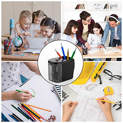 Electric Pencil Sharpener Heavy-Duty Helical Blade for 6-8mm Pencils Black - color: Black