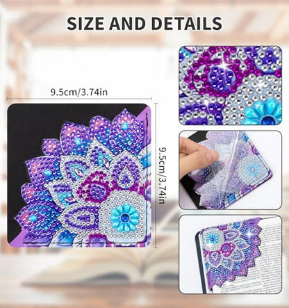 8 PCS Diamond Art Bookmarks, Diamond Painting Bookmarks for Book Lovers - color: Mandala Floral Style E