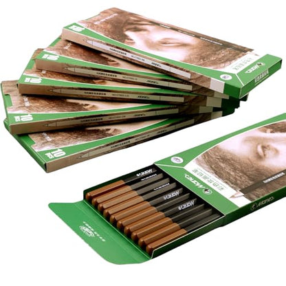 Marie's Professional Charcoal Drawing Set - Premium Artist Sketching Pencils for Portraits & Fine Art - Ideal for Professional Artists & Studio Creation(Red Brown) - style: Red Brown (10pcs)