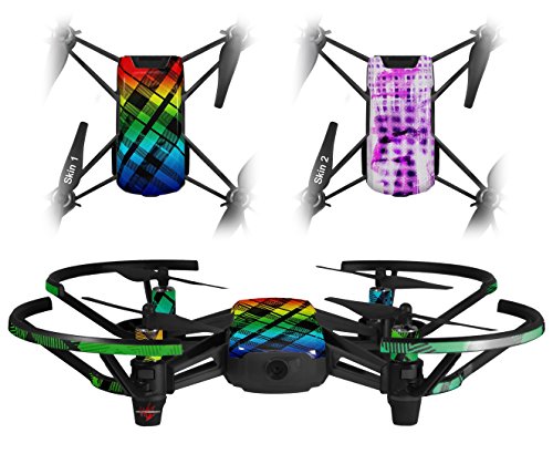 Skin Decal Wrap 2 Pack Compatible with DJI Ryze Tello Rainbow Plaid Drone NOT Included