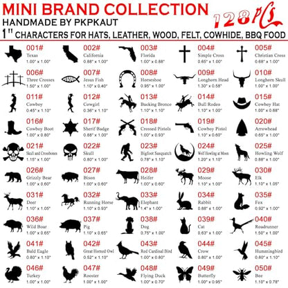 128Pcs 1" Custom Branding Iron for Wood, Leather Branding Stamp Kit - size: 128PCS 1" Assorted Characters Full Set
