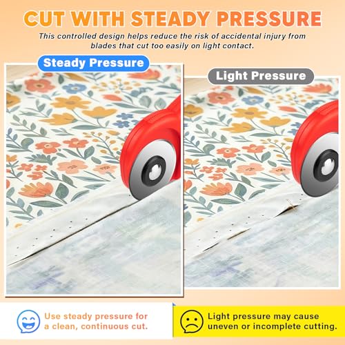 DIYSELF Rolling Cutter for Fabric 45mm, 5 Extra Blades, Safety Lock Cutter - color: Red