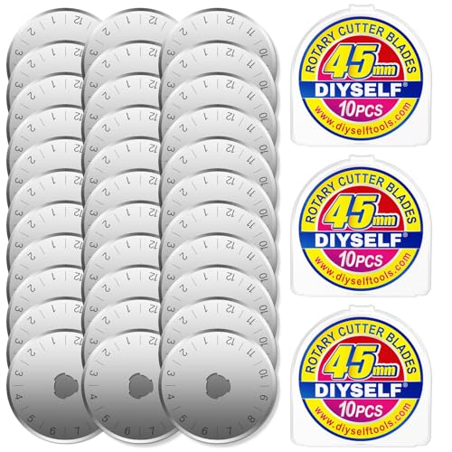 DIYSELF 30 Pack Rotary Cutter Replacement Blades, 45mm Rotary Cutter Blades - color: 30 Pack