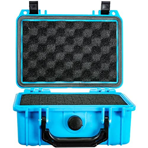 Eylar Protective Gear and Camera Hard Case with Custom Logo Engraved Plate TSA Approved 8.12 inch 6.56 inch 3.56 inch, Customizable Pluck Foam, Lockable for Cameras, Lenses, Drones, Gear (Neon Blue) - color: Neon Blue