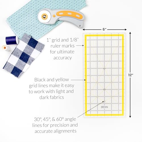 WA Portman 9x12 Self Healing Cutting Mat, Fabric Rotary Cutter, Clear Ruler - size: 9" x 12"