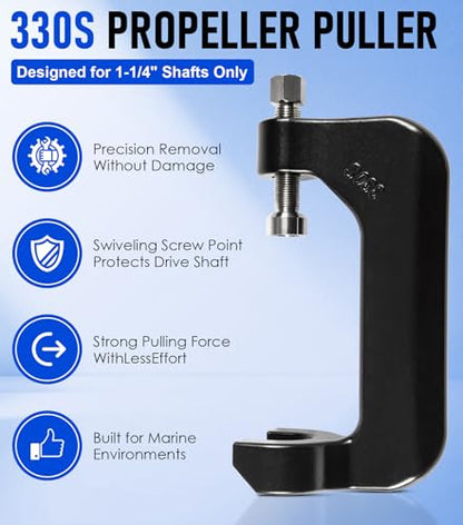 Yoursme 330S Propeller Puller for 1-1/4" Shafts, C-Clamp 330S Puller for Ski & Wakeboard & Surf Propellers, Adjustable Range 4.33"-5.51"