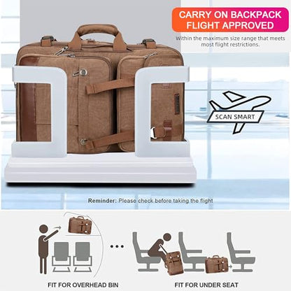 WITZMAN Canvas Travel Backpack for Men Large Laptop Backpack Fits 16 Inch - color: Brown