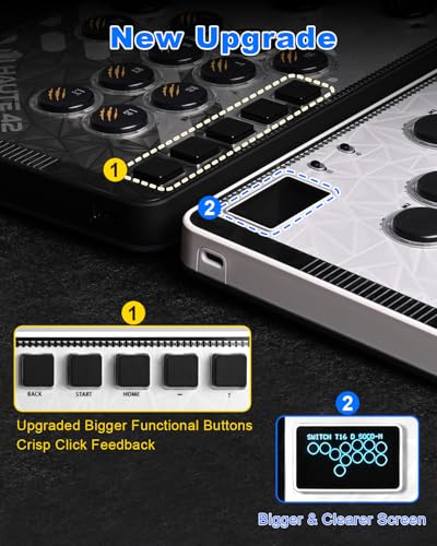 Haute42 Leverless Controller Arcade Stick: Haute42 C-AT White Leverless Arcade Stick Street Fight for PC/PS3/PS4/Switch Game,Arcade Controller with Cable Security Clasp & TURBO Support Hot Swap & SOCD