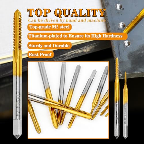 10pcs Micro Metric Taps Bits Set with 1Pc Tap Wrench for Metal M1-M3.5 - size: M1 to M3.5 - 10Pcs Micro Tap Set