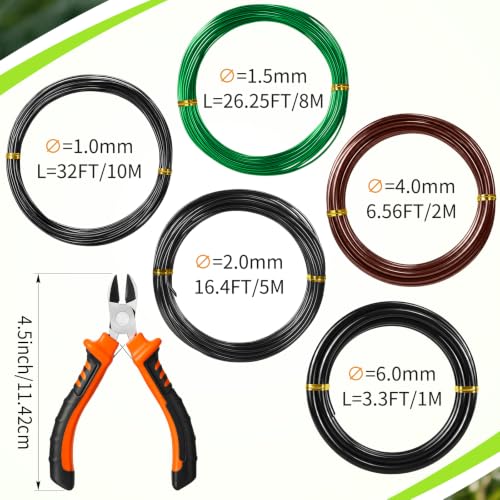 Mudder 5 Roll Bonsai Training Wire Aluminum 1/1.5/2/4/6mm Classic - color: Classic, size: 1/1.5/2/4/6mm
