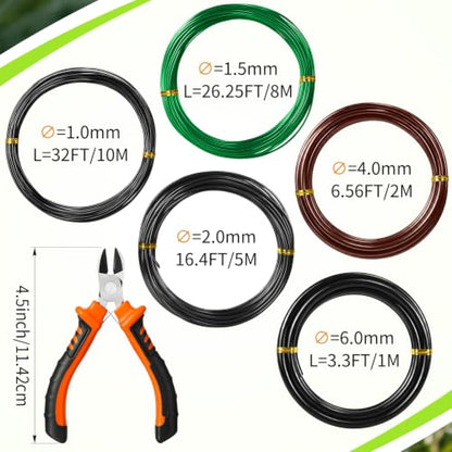 Mudder 5 Roll Bonsai Training Wire Aluminum 1/1.5/2/4/6mm Classic - color: Classic, size: 1/1.5/2/4/6mm