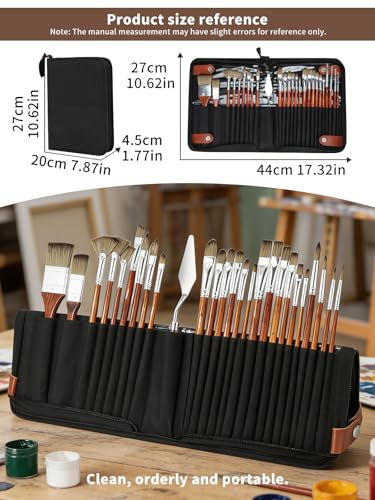26Pcs Paint Brush Set for Acrylic Painting & Watercolor Brushes