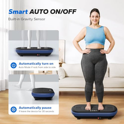 Merach CV40 Curved Vibration Plate Exercise Machine with 440lbs Capacity - color: Blue