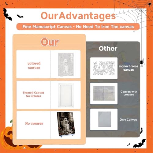 Axquilon 3 Packs Halloween Framed Paint by Numbers Kit for Adults 8x10in - color: 3 Pack Ghost with Easel