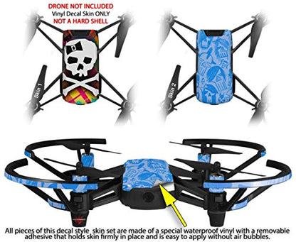 Skin Decal Wrap 2 Pack Compatible with DJI Ryze Tello Rainbow Plaid Skull Drone NOT Included