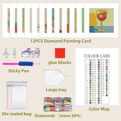 12 Pcs Small Diamond Art Kits Cocktail Diamond Art Kits for Adults - color: Cocktail