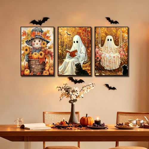 3 Pack Halloween Paint by Numbers Kit for Adults, Fall Ghost, 8x12 inch - color: Halloween-1