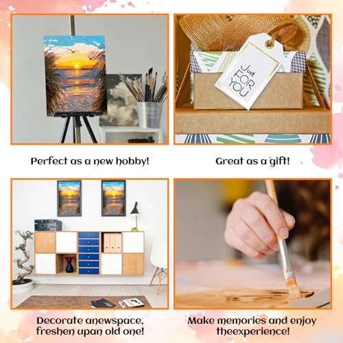 Paint by Numbers Kit for Adults, Beach Sunset Art for Beginners, 16x20 Inch - color: Sunset