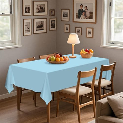 54IN X 160FT Plastic Table Cover Roll with Cutter Box, Cut to Size Plastic Table Cloths for Parties, Birthday, (Light Blue, 54"x1920") - color: Light Blue, size: 1920" x 54" (Rectangular)