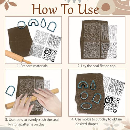 CHGCRAFT 4 Pcs 4 Styles Bubble Polymer Clay Texture Sheets Geometric Texture Silicone Texture Stamp Clay Texture Mat Modeling Pattern Pad Texture Sheets for Making Earrings Jewerly, 5.5x5.5 inch - style: Bubble