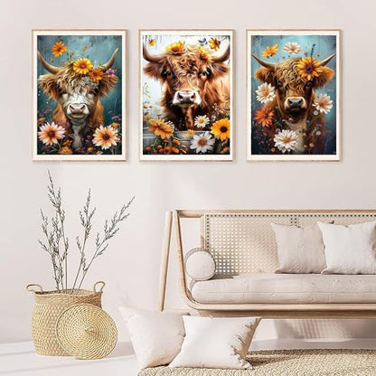 EWJRNSF 6 PCS Highland Cow 5D Diamond Painting Kits for Adults Gem Painting - color: AA 6 Pack Cow