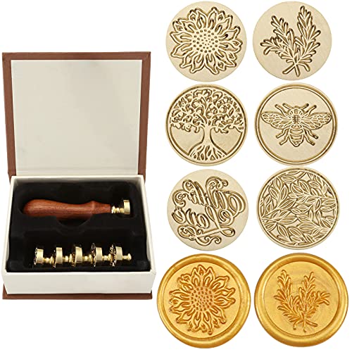 Yoption 6 Pcs Wax Seal Stamp Set, Botanical Floral Sealing Stamp Kit - color: Botanical Set
