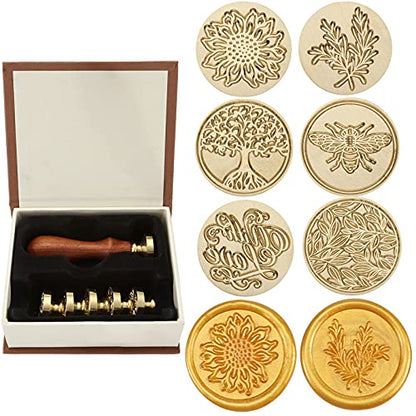 Yoption 6 Pcs Wax Seal Stamp Set, Botanical Floral Sealing Stamp Kit - color: Botanical Set