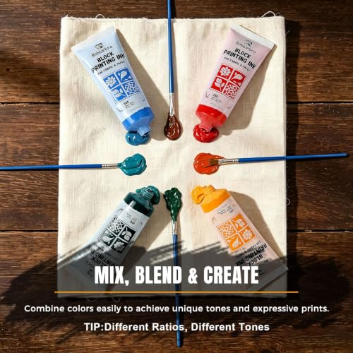 Bobblebro Linocut Kit for Printmaking, 5 Color Fabric Block Printing Kit - color: 5 Color set