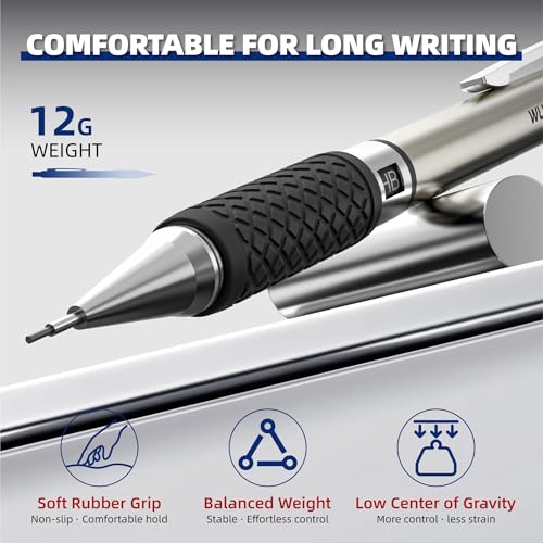 WUO 0.5 mm Mechanical Pencil Set with Eraser Pen Storage Case, 6 PCS - color: Black 4 - 0.5mm (6 Pack)