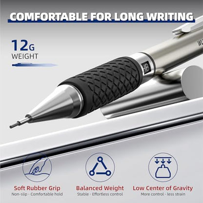 WUO 0.5 mm Mechanical Pencil Set with Eraser Pen Storage Case, 6 PCS - color: Black 4 - 0.5mm (6 Pack)