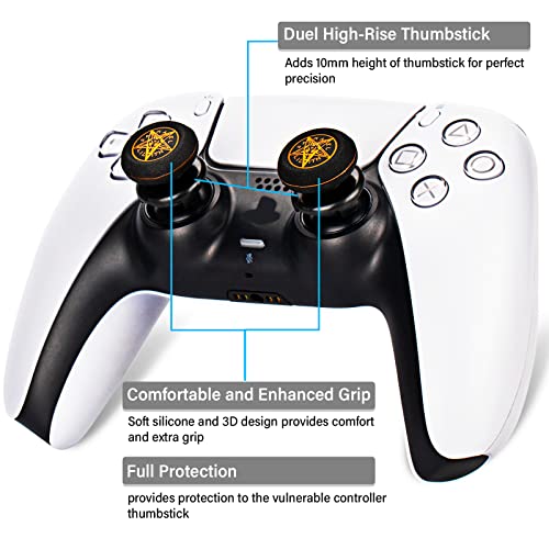 FPS Thumbstick Extender & Printing Rubber Silicone Grip Cover 2 Sets for PS5 & PS4 Controller (Demon Orange) - color: 6