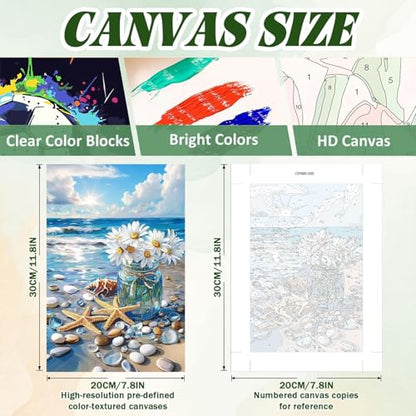 ICYANART 4 Pack Beach Paint by Numbers Kit for Adult Beach with Frame Easel - color: Beach 02