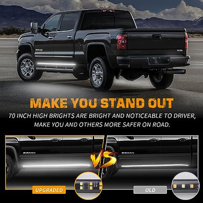 XRIDONSEN 2PCS 70 inch Running Board Emergency Lights White Strobe Lights - color: White